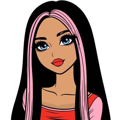 realistic girl with straight and long hair