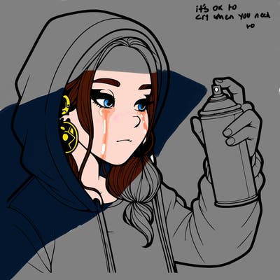 a realistic girl, spray painting