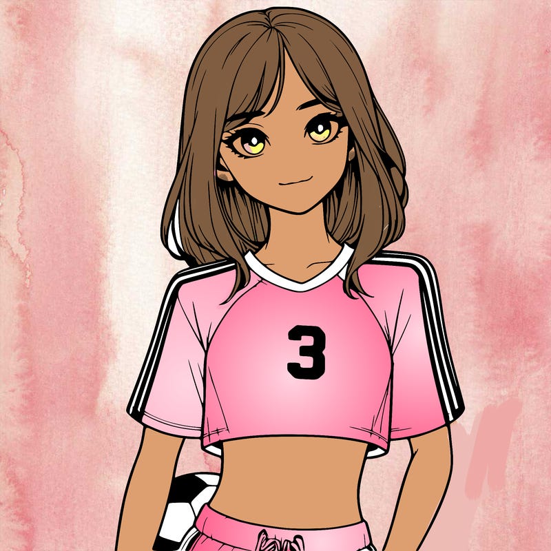 realistic girl wearing soccer jersey