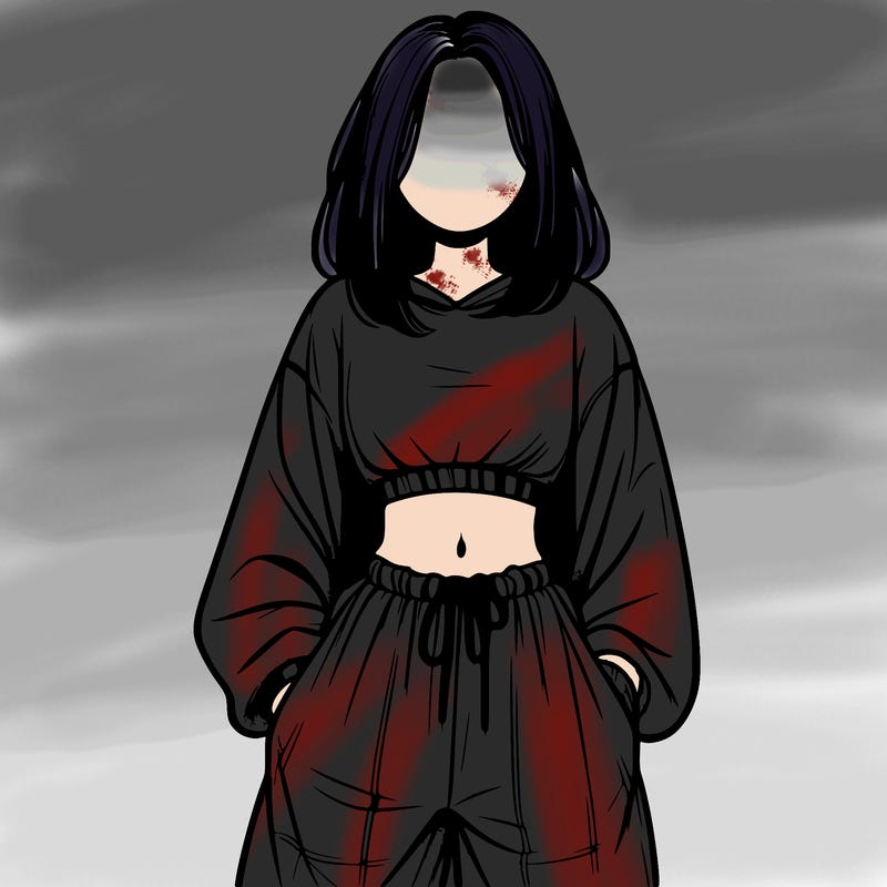 realistic girl faceless with baggy pants and a crop top