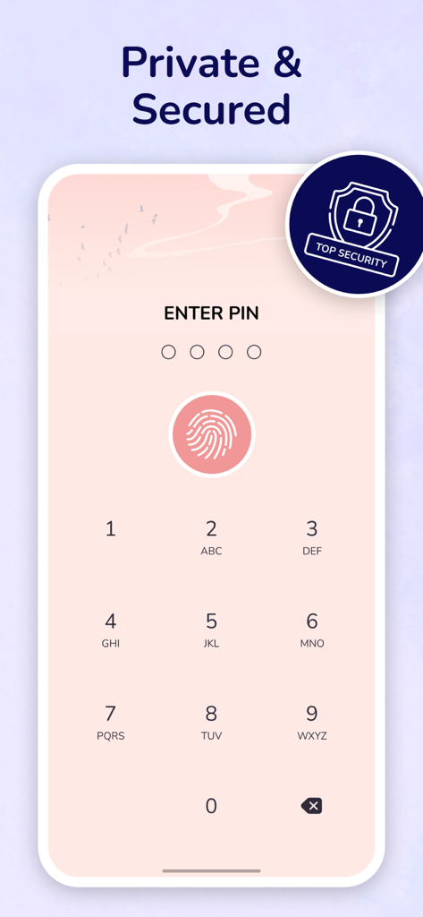 My Diary - Daily Journal, Lock - Pantalla de bloqueo seguro de PIN y huella dactilar para la aplicación de diario diario Mi Diario