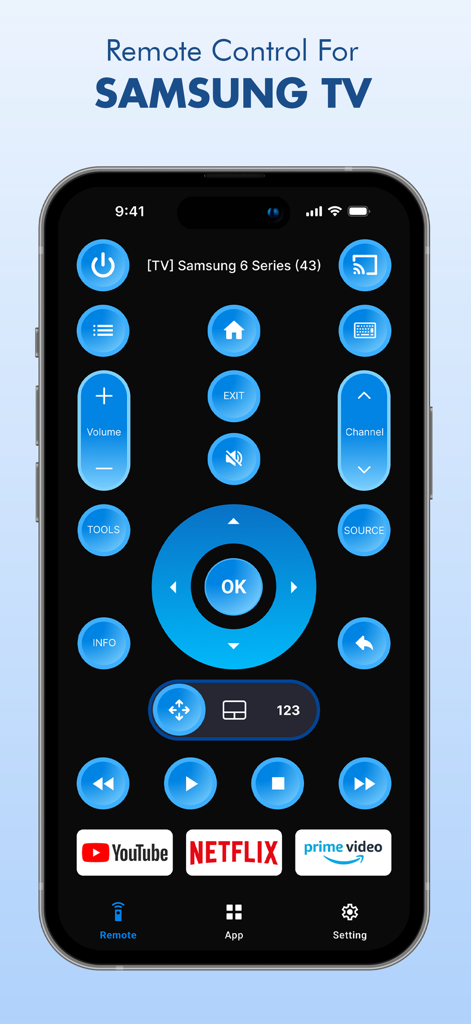Smart TV Remote: Sam TV Things - Interface de l'application de télécommande pour TV Samsung Smart TV