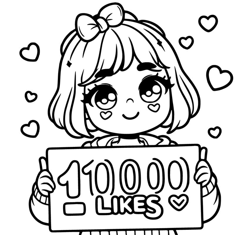 a girl with a sign saying 1000 likes