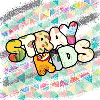 bubble letters saying stray kids