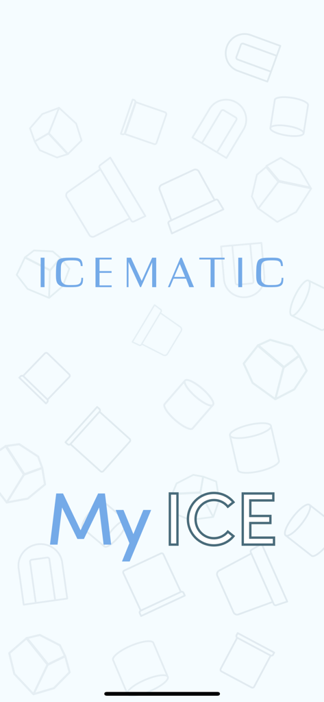 Icematic - Icematic app splash screen with My ICE branding and background ice cube illustrations