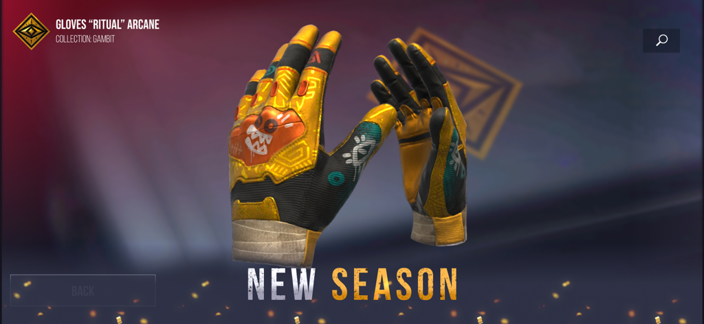 Case Simulator fo Standoff 2 D - Arcane Ritual gloves from the Gambit collection in the Standoff 2 Case Simulator app showcase