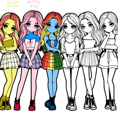 a group of girls realistic