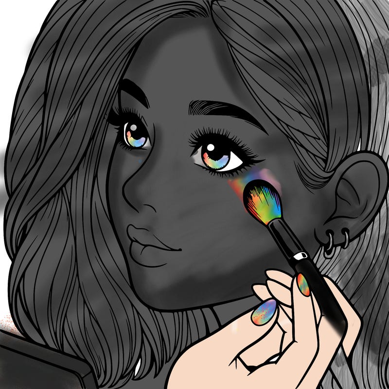 a realistic girl doing her makeup