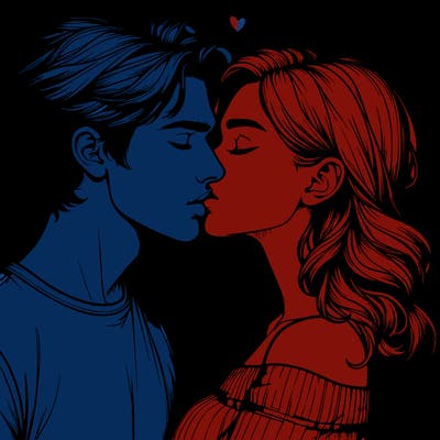 realistic couple kissing