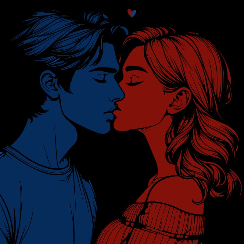 realistic couple kissing