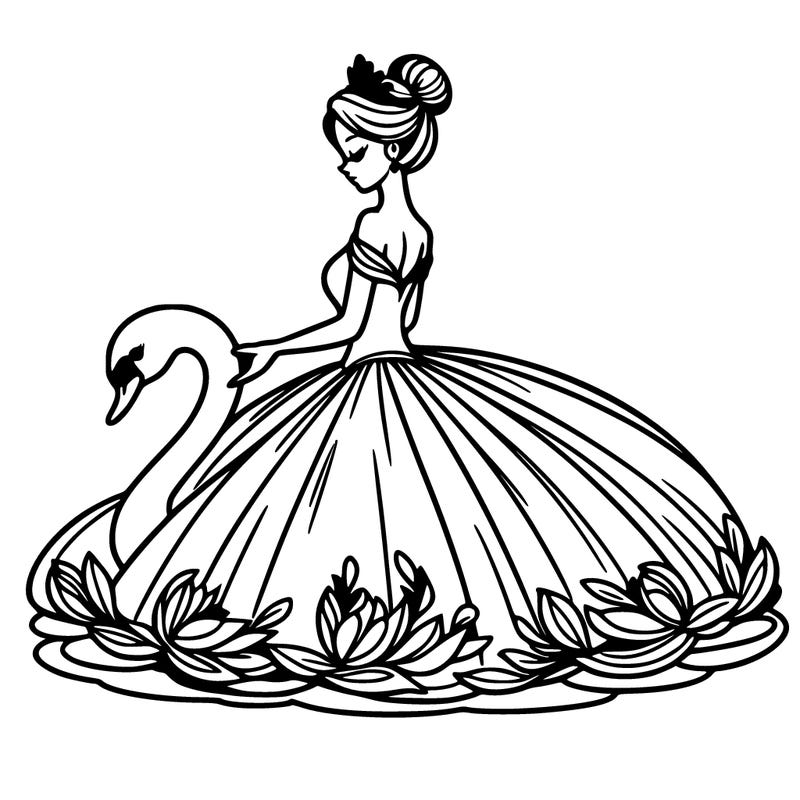 woman in gown with swan