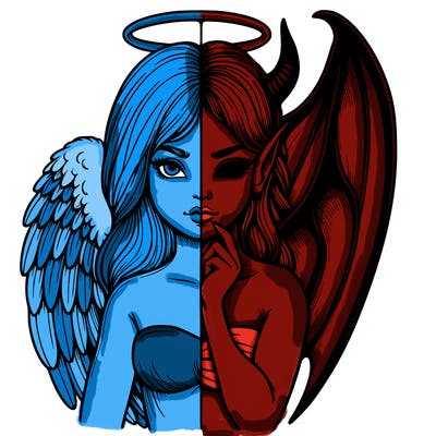 realistic angel half demon