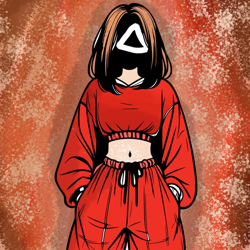 realistic girl faceless with baggy pants and a crop top