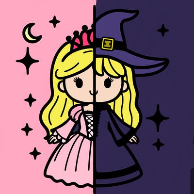 split princess and witch