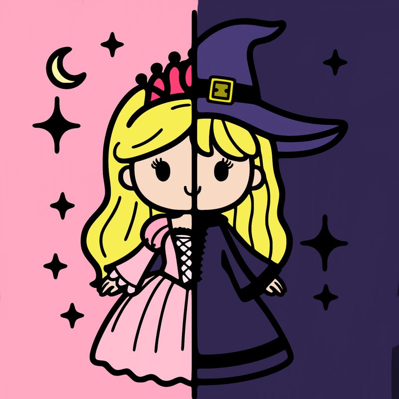 split princess and witch