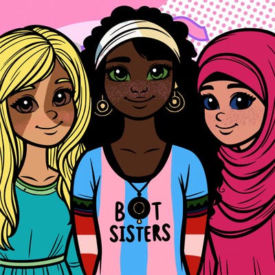 three sisters with a best sisters necklace