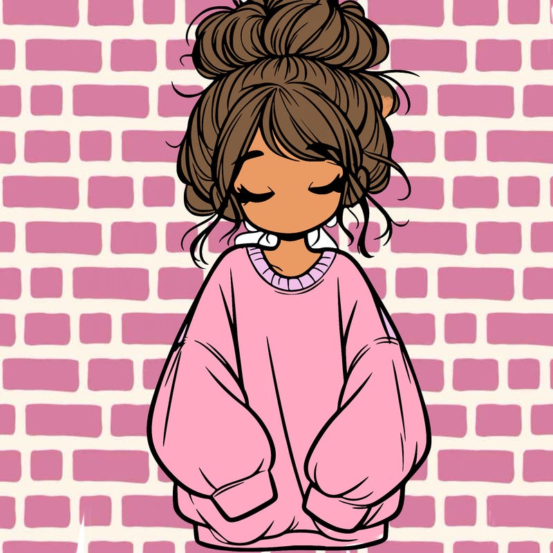 girl with baggy sweatshirt and messy bun