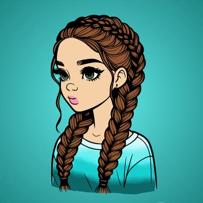 realistic girl with braids