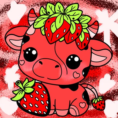 cute strawberry cow