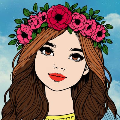 realistic girl with flower crown