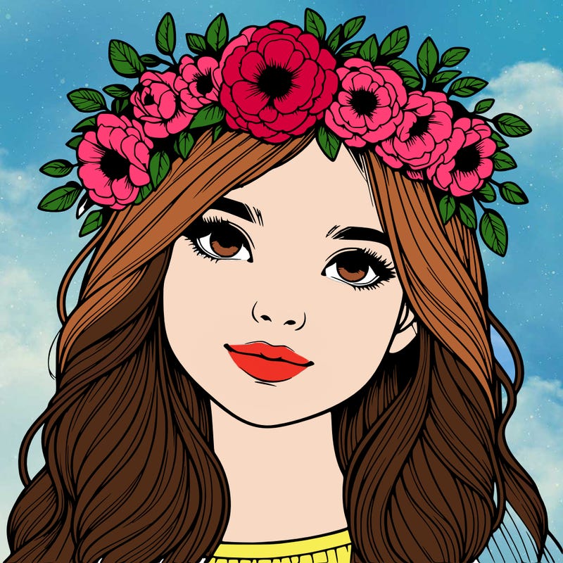 realistic girl with flower crown