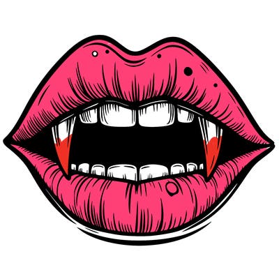 lips with vampire teeth