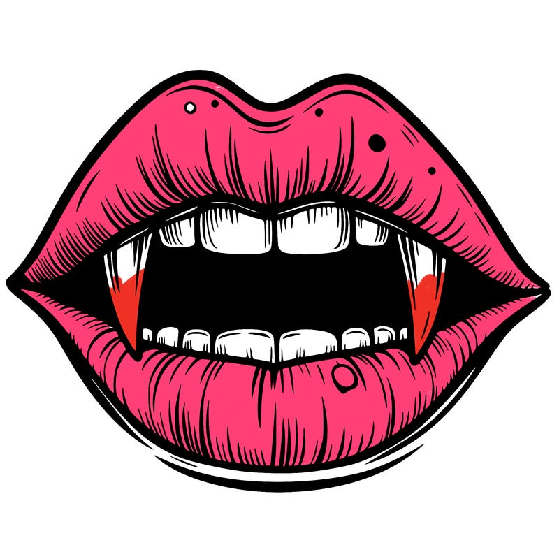 lips with vampire teeth