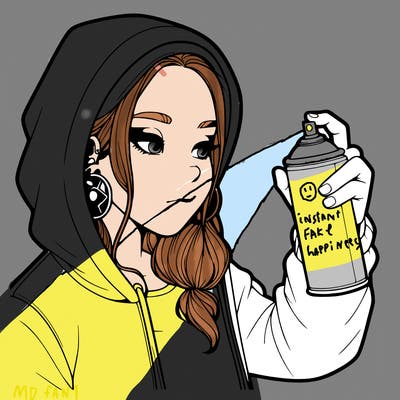 a realistic girl, spray painting