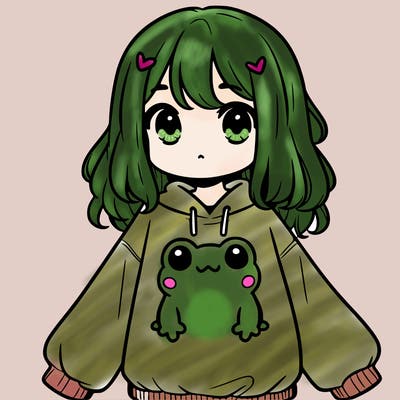 girl wearing frogging sweatshirt