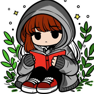 girl in oversized hoodie reading a book