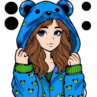 realistic girl in a animal pjs hoodie