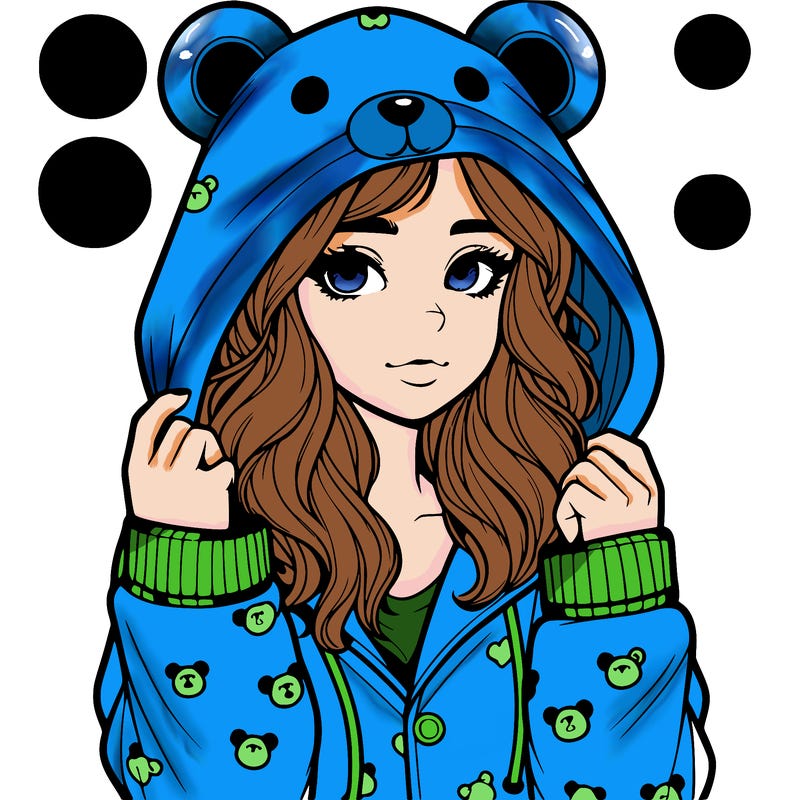 realistic girl in a animal pjs hoodie