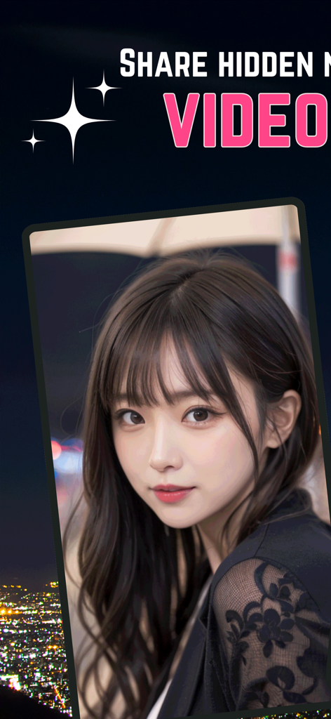 YORU -Share night views live - Una mujer joven realizando una videollamada en vivo para compartir vistas nocturnas en la app YORU