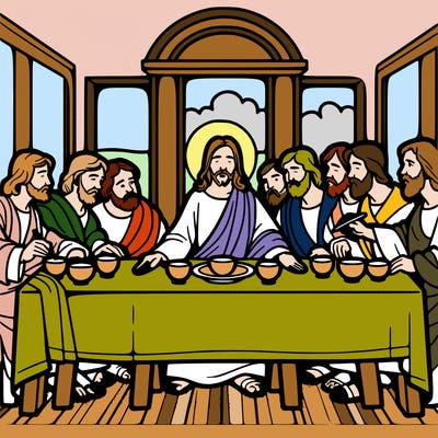 jesus shares the last supper with twelve apostles