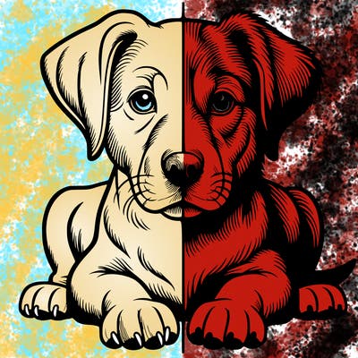 realistic dog split picture