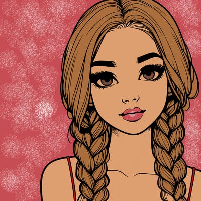 realistic girl with braids