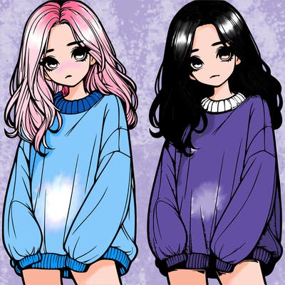 realistic girl with baggy sweater