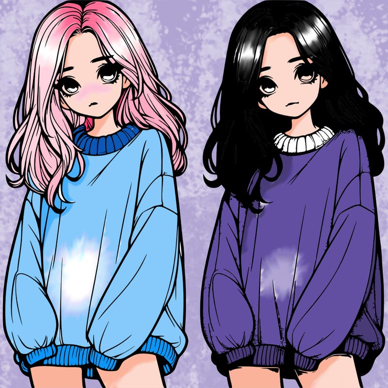 realistic girl with baggy sweater