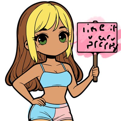 girl in a cute crop top holding a blank sign