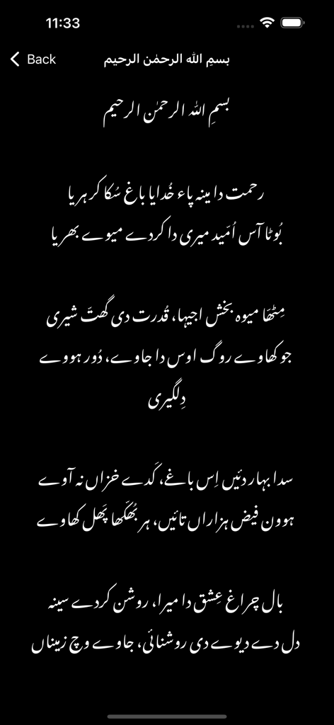 Sufi Poetry Saif ul Malook - A digital display of Saif ul Malook Sufi poetry verses in elegant Punjabi calligraphic script on a dark background