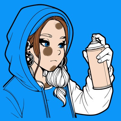 a realistic girl, spray painting