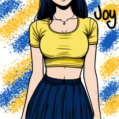 realistic girl wearing crop top and skirt