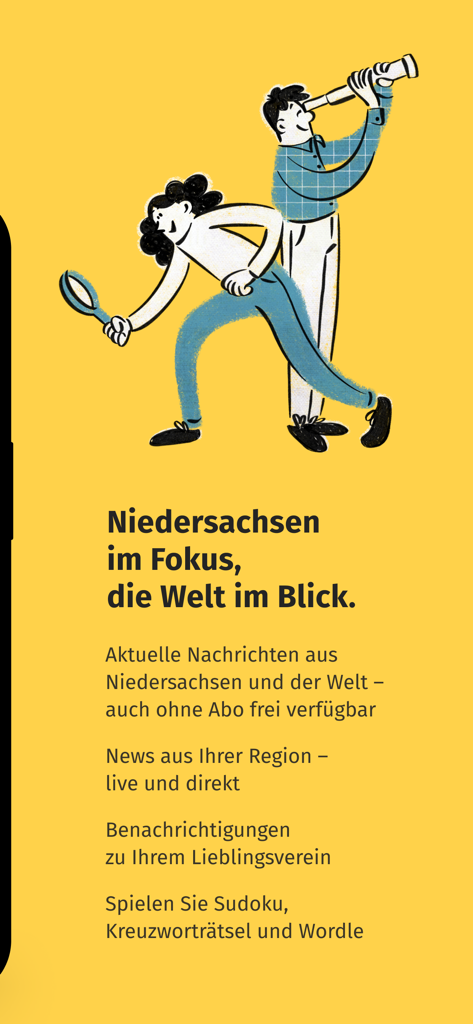 Einführungsbildschirm der Braunschweiger Zeitung News App, der regionale Nachrichten und integrierte Rätsel hervorhebt