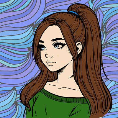 realistic girl with a high ponytail