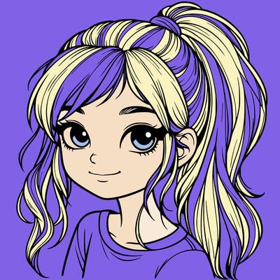 realistic girl with ponytail