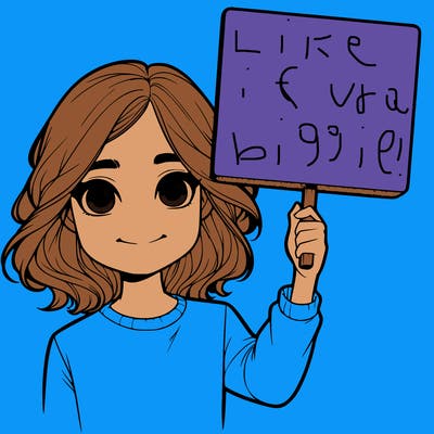 realistic girl holding up a sign