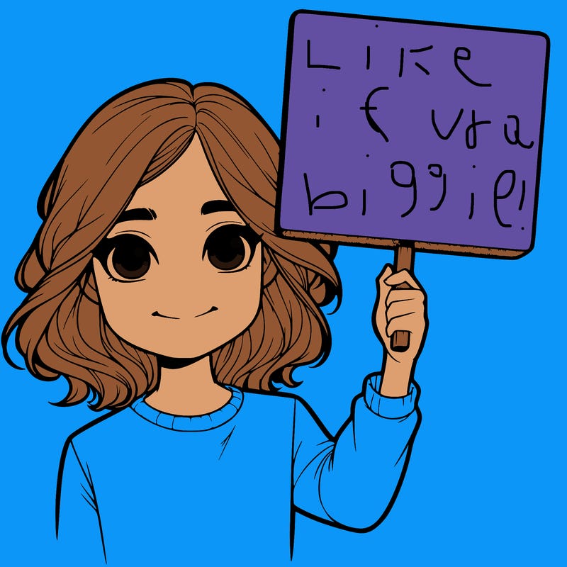 realistic girl holding up a sign