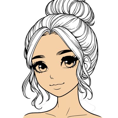 realistic pretty girl with hair in bun