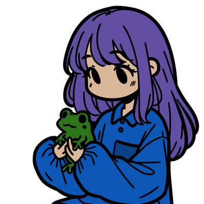 girl with long hair and a oversized shirt. and she is holding a frog