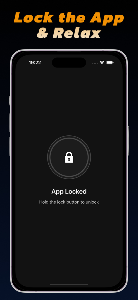 Interface of the VibX app showing the app lock mode to prevent accidental touches during a vibration massage